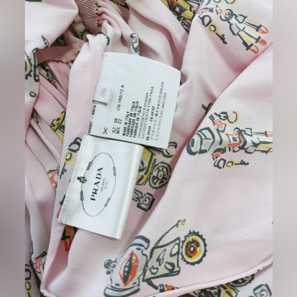 PRADA Pink ROBOT PRINT Drawstring Hem Sleeveless Spring DRESS - Picture 13 of 13
